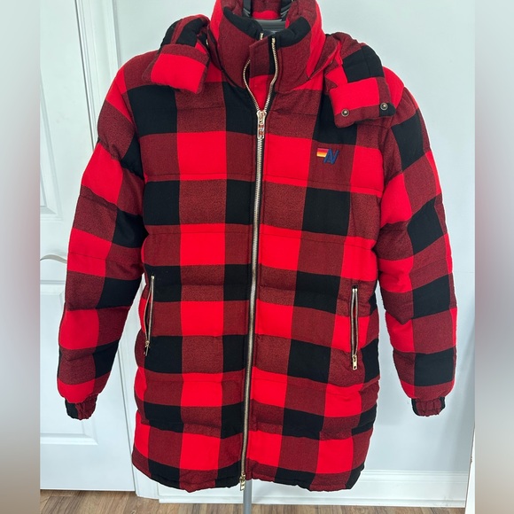 Aviator Nation Buffalo plaid Parka coat jacket small - Picture 1 of 2